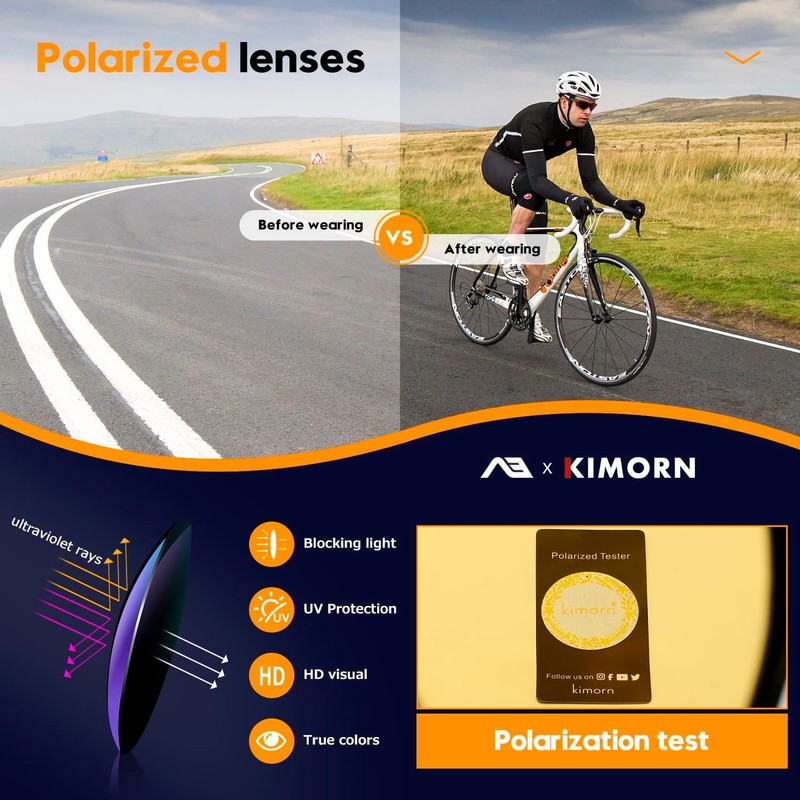 Gafas de Sol Polarizadas Oversize UV400 Kimorn para Hombres y