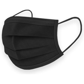 Ezy-Aid 100x BLACK Disposable 3ply Face Mask with Nose Bridge | Breathable and Soft Protective Face Covering, Mouth Cover | With Ear loops (2x Packs of 50)