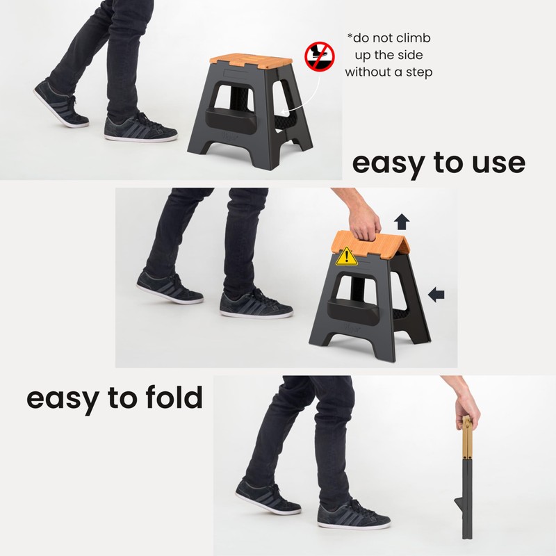 Vigar Compact Step Stool Foldable, 16-inch Two-Step Stools for Adults