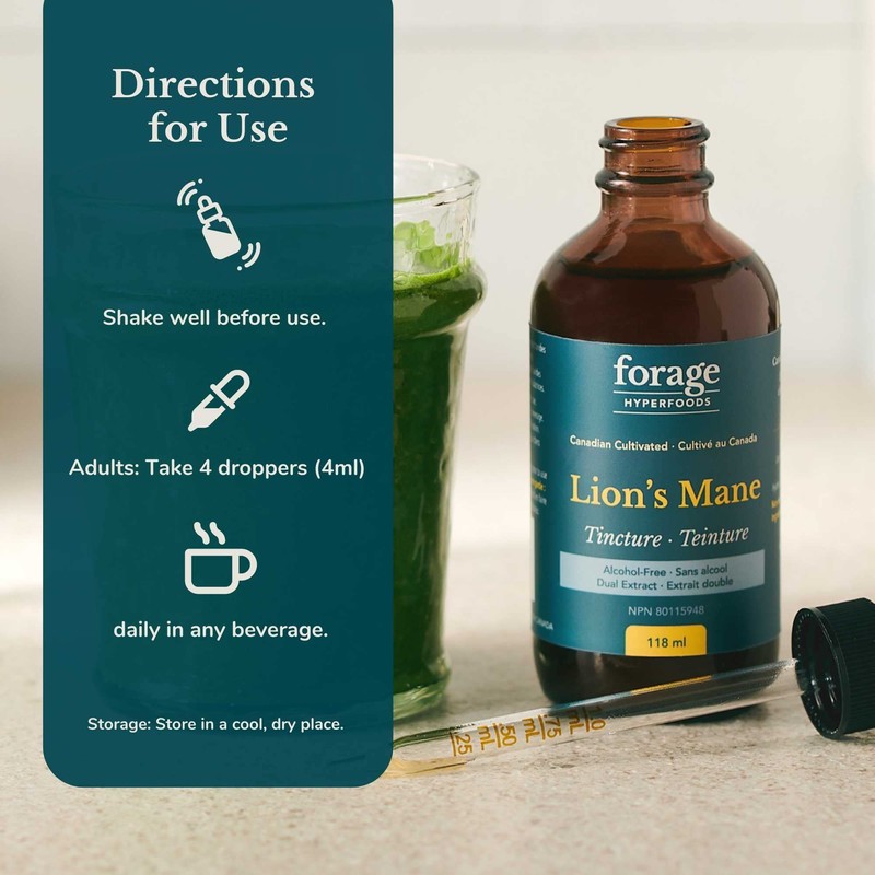 Forage Hyperfoods - Lion’s Mane Tincture, With Premium Mushroom Extract,