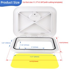 Marine Boat Hatch Deck Cover Lid,Marine Deck Access Hatch & Lid,10.63” X 14.76” White Rectangle Boat Access Door for Bass/John/Fishing/Skiff/Sailboat/Yacht,Waterproof Cover Easy to Install,1PCS