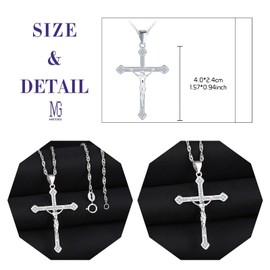 MICGIGI Women's Cross Shape 925 Sterling Silver Necklace Cubic Zirconia Pendant Necklace Silver, Silver