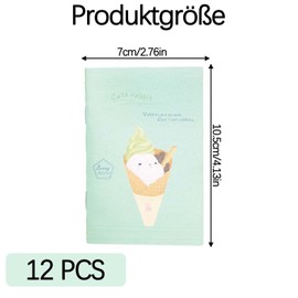 Ynkkvre 12 Stück Mini Tagebuch Notizbuch, Cute Cartoon Notizblock, Bunt Cartoon Tier Mini Notizbücher, Inspirierende Taschennotizbuch Notizblöcke, Tragbar Klein Notebook für Büro Familie Reisenotize.