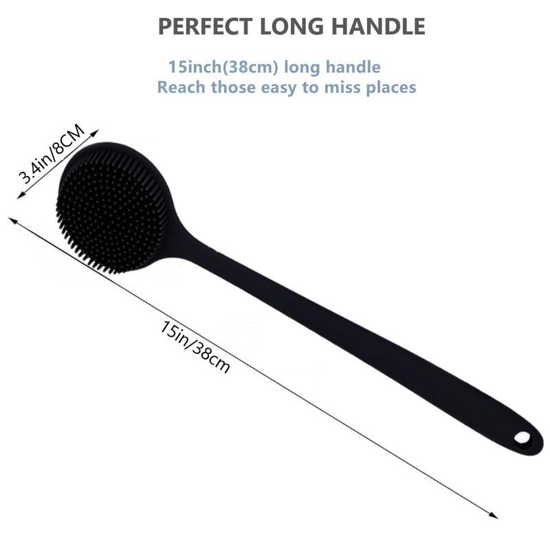 Cinlitek Silicone Body Scrubber, Long Handle Back Scrubber for Body,