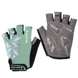 ROVOS Cycling Gloves for Men & Women - 5MM Anti-Slip Shock-Absorbing Gel Pad, Lightweight & Breathable Half Finger Design for Mountain Cycling, Gym, Motorcycle, Outdoor Sports Grey Green L