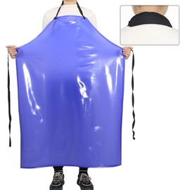 GNJCV Chemical Resistant Vinyl Apron - Extra Large Blue Waterproof PVC Aprons for Dishwasher,Dog Grooming,Cleaning(3PACK)