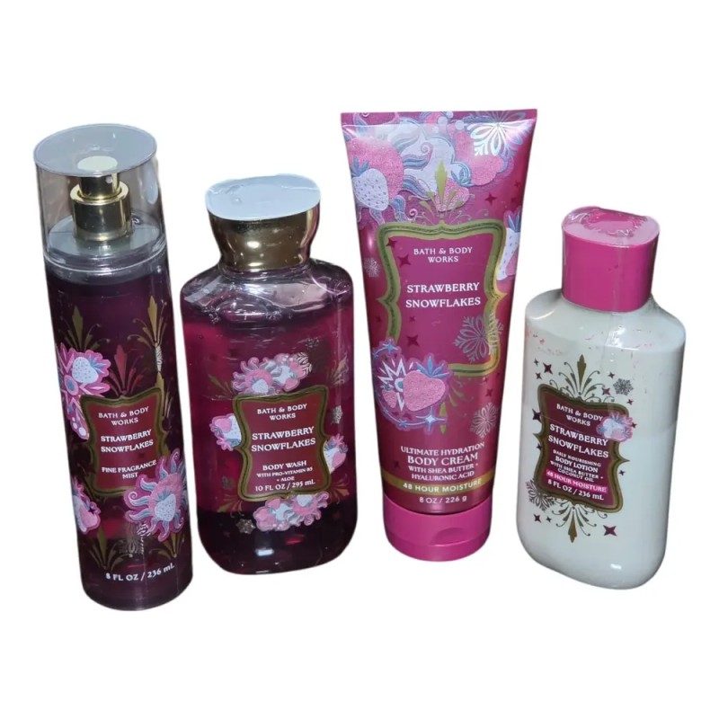 Set De Regalo Bath And Body Works Strawberry Snowflakes 4pz