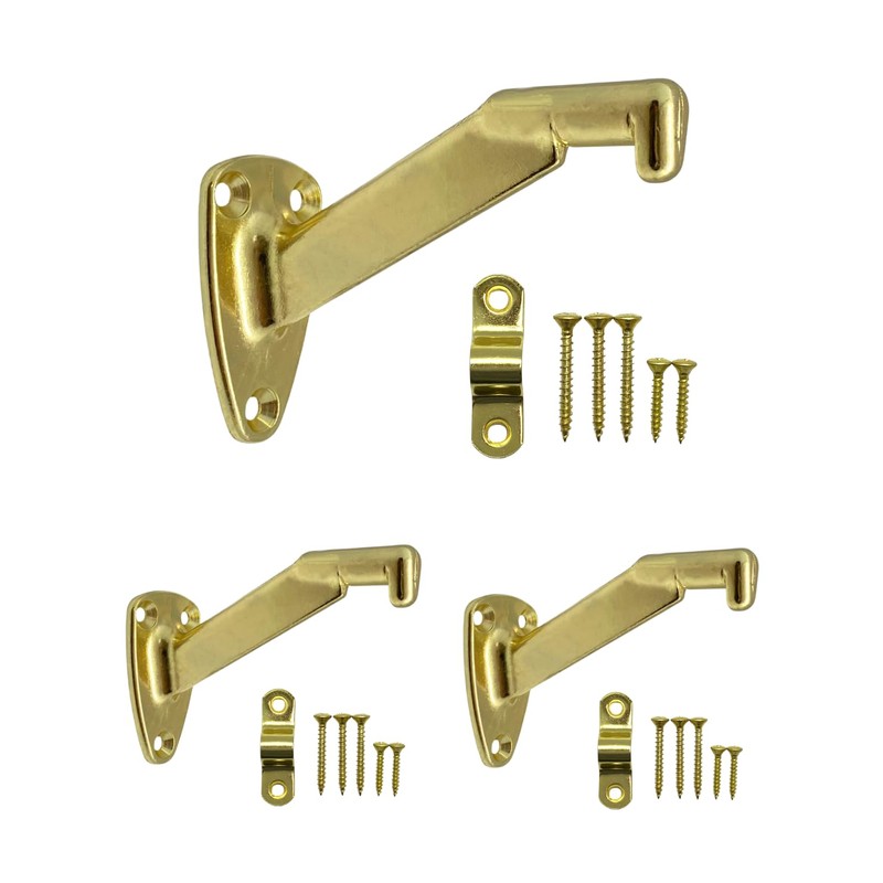Handrail Bracket Extended Neck Design Brass, 2 Pack | HOWTOOL