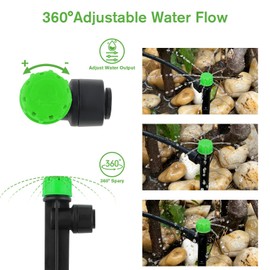 50PCS Drip Irrigation Emitters, Kalolary Adjustable 360 Degree Water Flow Drippers Emitters for 1/4" Drip Irrigation System Tubing, Irrigation Drippers for House Garden Flower beds(Medium Green)