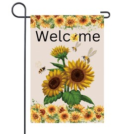 Spring Summer Bee Sunflower Garden Flag 12x18 Inch Double Sided Welcome Flowers Floral Flags for Outside Outdoor Yard Decoration Small
