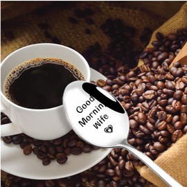 Christmas Birthday Gifts for Wife from Husband Good Morning Wife Coffee Spoons Gifts for Coffee Lovers Women Wifey Wife Anniversary Valentines Gifts for Wife
