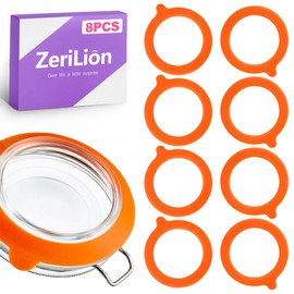 ZeriLion Set of 8 Silicone Sealing Rings (3.75" Diameter, Orange) - Replacement Mason Jars Jar Lids, Jar Seals for Compatible Glass Canning & Storage Lids