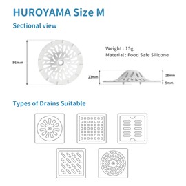 HUROYAMA Hair Catcher, Clogged drains, Messy Cleaning, Soft Silicone, Tool-Free Installation, Stable Cleaning, Volcano Structure Design, 90mm M Size Cover Drains(2 Packs)