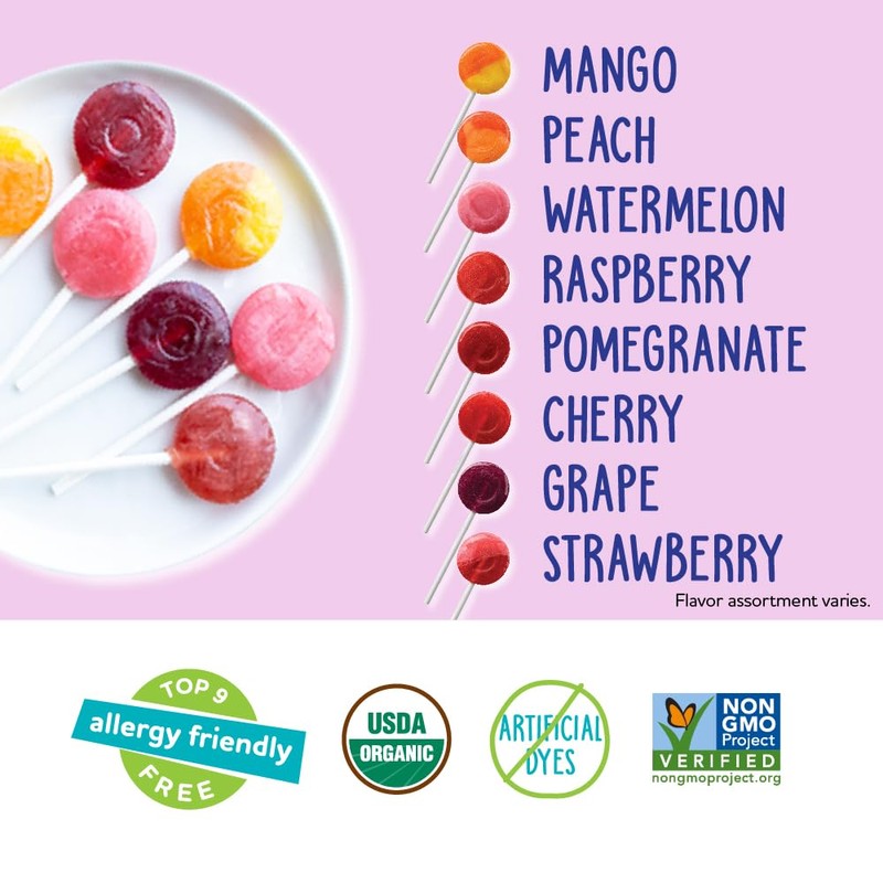 YumEarth Organic Lollipops, Assorted Flavors - Allergy Friendly, Non GMO,