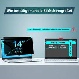 STARY Laptop Privacy Filter 14 Inch 16:10 Aspect Ratio Privacy Film, Anti Blue Light Anti-Glare Removable Privacy Film for Hp/Dell/Acer/Lenovo/ThinkPad/Asus