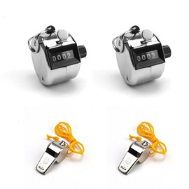 SHENGYIG Hand Counter, 2 Pieces Metal Counter Clicker, 4-Digit Portable Hand Counter Clicker, Golf, Row Counter Knitting, Warehouses, Stadiums