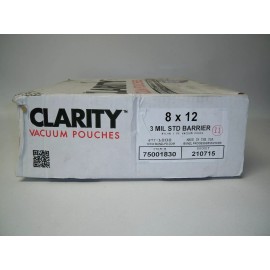 CLARITY 75001830 3 MIL Standard Barrier 8x12 Vacuum Pouch Bag (1000 ct)