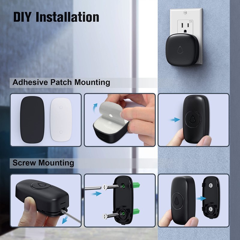 SECRUI Wireless Doorbell with 2 Buttons, Waterproof Mini Doorbell 1,000ft