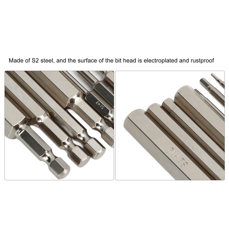 Hex Wrench Drill Bit 1/4in Shank Metric Sizes 1.5mm to