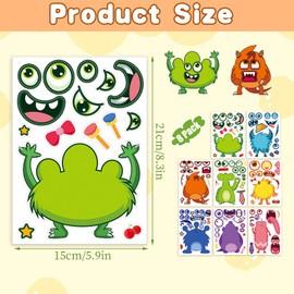 8 Sheet Monster Make Your Own Stickers for Kids Make a Face Stickers Mix and Match Stickers Sheet Craft Sticker Sticker Sheets for Party Bags Filler Favors Stickers for Toddlers Boys Girls