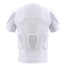 Zicac Men's Padded Compression Shirt 6 Pads Football Rib Protectors Chest Rib Protective Gear Heart Rash Guards for Football Baseball Paintball