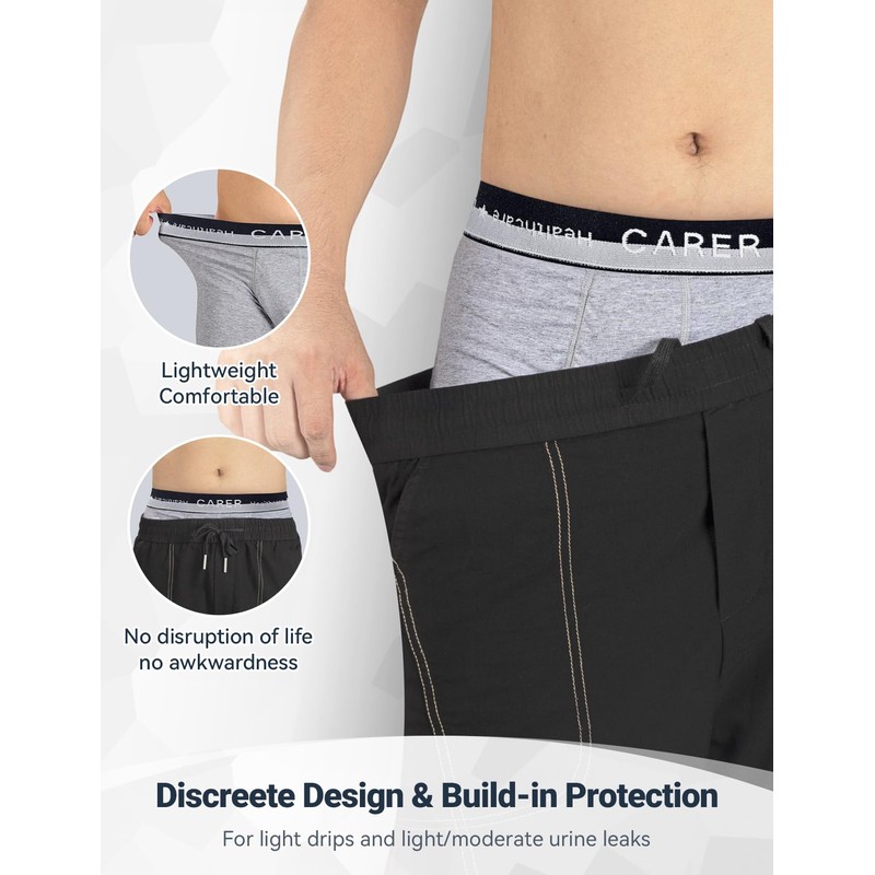 Carer Incontinence Pants Men Soft Comfortable Washable Mens Boxer Shorts