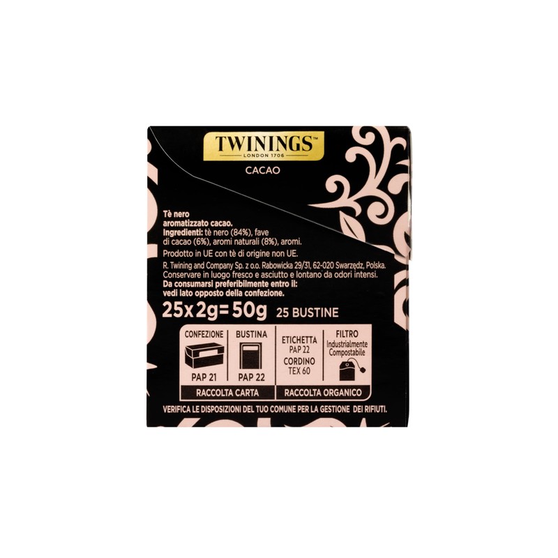 Twinings, Tè Nero Aromatizzato Cacao, Gusto Dolce e Avvolgente, Infusi