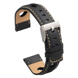 diloy Perforated Cowhide Leather Watch Strap Rally Racing Style - Sporty Design - Sizes 20mm 22mm 24mm - Black, Brown, Bordeaux or Navy P355, 22 mm, Leather, Not applicable