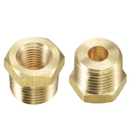sourcing map Brass Pipe Fitting Reducer Adapters 1/2NPT Male x 1/4NPT Female for Water Oil Air Pressure Gauge Temp Sensor, 2pcs