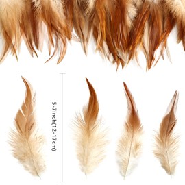 120pcs 5-7" Natural Feathers for Crafts，Saddle Hackle Feather，Rooster Feathers Bulk for Wedding Home Party, Dream Catcher Supplies and DIY Crafts(Natural)
