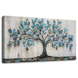 QIYILEXWART Large Wall Decor For Living Room Canvas Wall Art For Office Modern Wall Decorations For Bedroom Green Tree Landscape Painting Abstract Pictures Artwork Room Home Decor 24x48 In