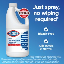 Turbo Disinfectant Cleaner for Sprayer Devices, Bleach-Free, Kills Cold and Flu Viruses and COVID-19 Virus, 64 Fluid Ounces