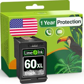 Limeink 1 Remanufactured Ink Cartridges Replacement for HP 60 Black Ink Cartridge for HP 60xl cartridges for Printers 60 Black 60xl XL - 1BK