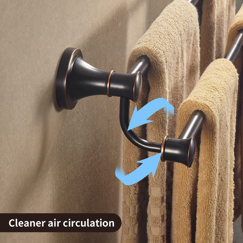 WOLIBEER Bronze Double Towel Bar, Adjustable 14.96 to 26.57 inches