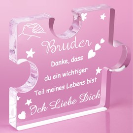 RISFIHEI Best Brother Gift, Big Brother Gift, Gift Ideas for Brother, Engraved Acrylic Block Puzzle, Gift for Brother Birthday