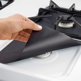 Cubierta de Quemador de Estufa de Gas, 6 Piezas de Protectores de Estufa de Gas Antiadherentes, Protector de Estufa de Gas de Tela de Fibra de Vidrio (Negro)