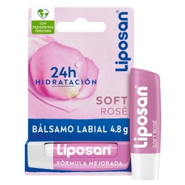Liposan Soft Rosé (1 x 4.8 g), Lip Balm Pink, Cocoa for Gentle, Radiant Shine, Moisturising Balm for Silky and Hydrated Lips