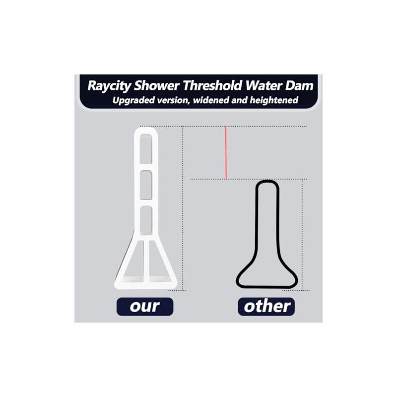 Raycity 3" High Shower Threshold Water Dam 59 IN Collapsible