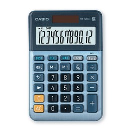 Casio Tischrechner MS-120EM 12-stellig Währungsumrechnung Cost/Sell/Margin Aluminiumfront Solar-/Batteriebetrieb