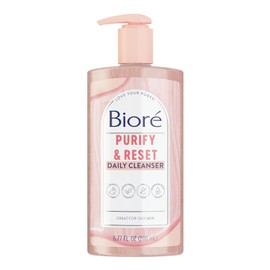 Bioré Rose Quartz + Charcoal Daily Purifying Cleanser 6.77 Oz, Face Wash, Naturally Purifies Pores & Energizes Skin, Dermatologist Tested, Non-Comedogenic, Oil Free