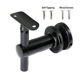 Stainless Steel 316 Grade Glass Mount Adjustable Handrail Bracket for Round Tube Suitable for 1/4” to 1-1/4” (6.5mm-32mm) Thickness Glass (Matt Black Finish)