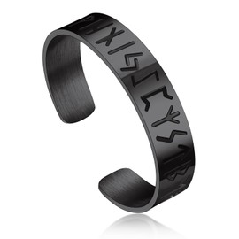 Bandmax Viking Bracelet Rune Bracelet Men Women Stainless Steel Bangle Open 15 mm Wide Charm Bracelet Cuff Bracelet Viking Jewellery Accessories, Stainless Steel