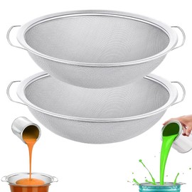 2-Piece Set of Fine Mesh Paint Strainer 60 Mesh Stainless Steel Paint Filter Emulsion Honey Funnel Filter Cover Fits 5-Gallon Paint Bucket Filter Tool Insert Strains