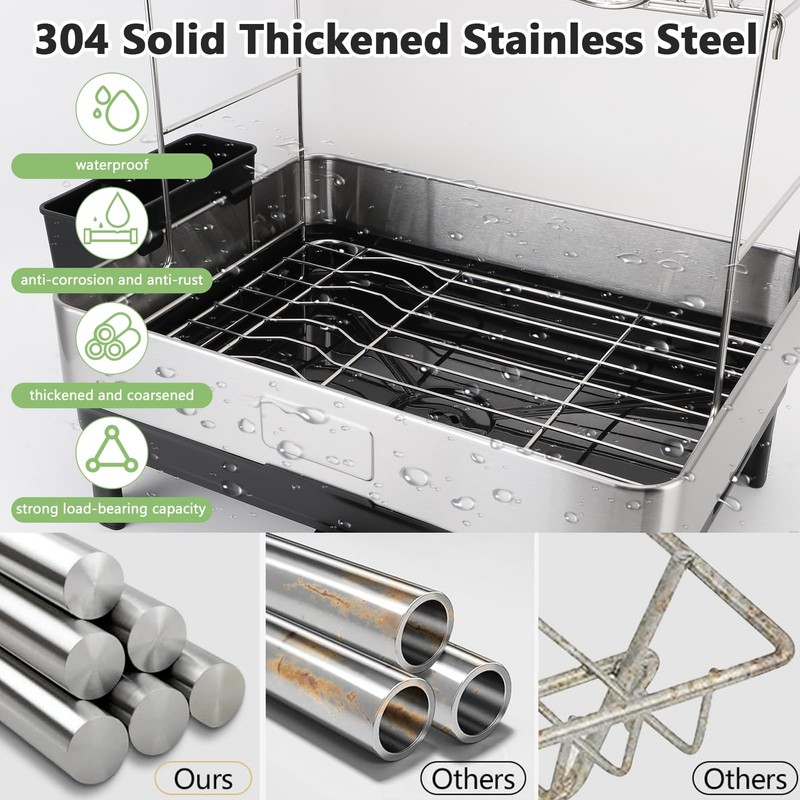 Gugxiom 2 Tier Dish Drying Rack, 304 Stainless Steel Dish