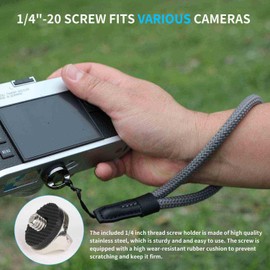 Correa de mano para cámara, cuerda de algodón suave, compatible con Sony A6700, A6600, A6500, A6400, A6300, A6100, A6000, Pequeña luz sin espejo, cámara de acción GoPro Selfie Stick - Gris, Gris,