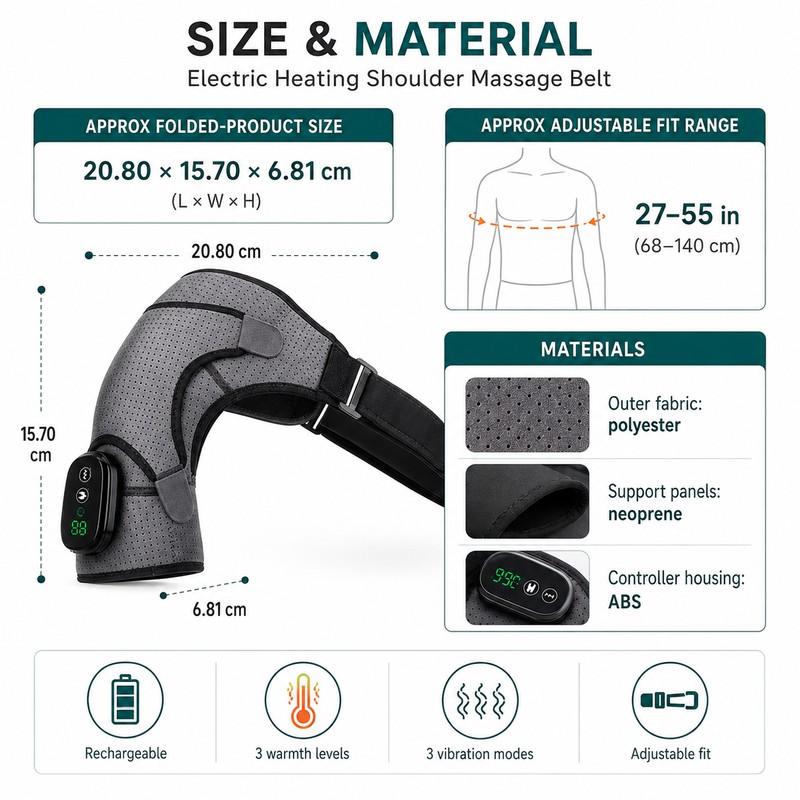 Rechargeable Shoulder Wrap with Adjustable Warmth and Vibration – Cordless