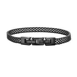 Geoffrey Beene Stainless Steel 6mm Italian Mesh Link Bracelet (Black)