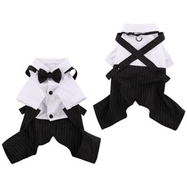 ASENKU Cute Dog Tuxedo for Small Dogs, Handsome Tuxedo for Dogs with Black Bow Tie for Party Birthday Wedding, Beautiful Dog Outfit for Frenchie, Boston Terrier