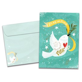 Tree-Free Greetings Holiday Card with Matching Envelope, Eco Friendly, Made in USA, 100% Recycled Paper, 5 x 7, Peace Dove (GO65738)