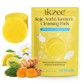 Turmeric Kojic Acid Pads, 60 kojic acid and Turmeric Cleansing Pads, for Dark Spots, Exfoliating, Suitable for all Skin Types